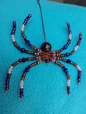 Hand Crafted Beaded Spider Pendant • Multicolored